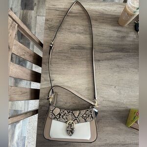 Nanette Lepore Tan and Cream Crossbody Bag with Adjustable Strap